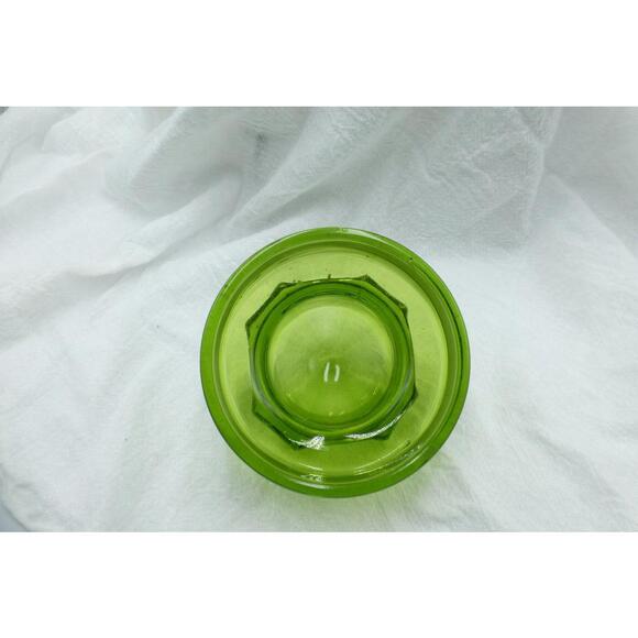 Vintage LE Smith 7.5" Green Glass 10 Paneled Canister Apothecary Jar w/Lid H1 - Picture 7 of 10